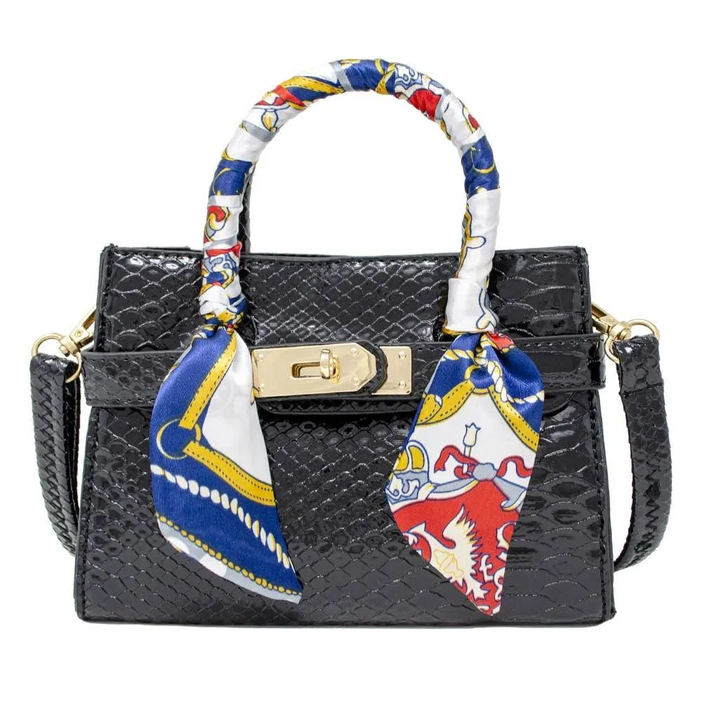 Crocodile Scarf Handbag: Hot Pink