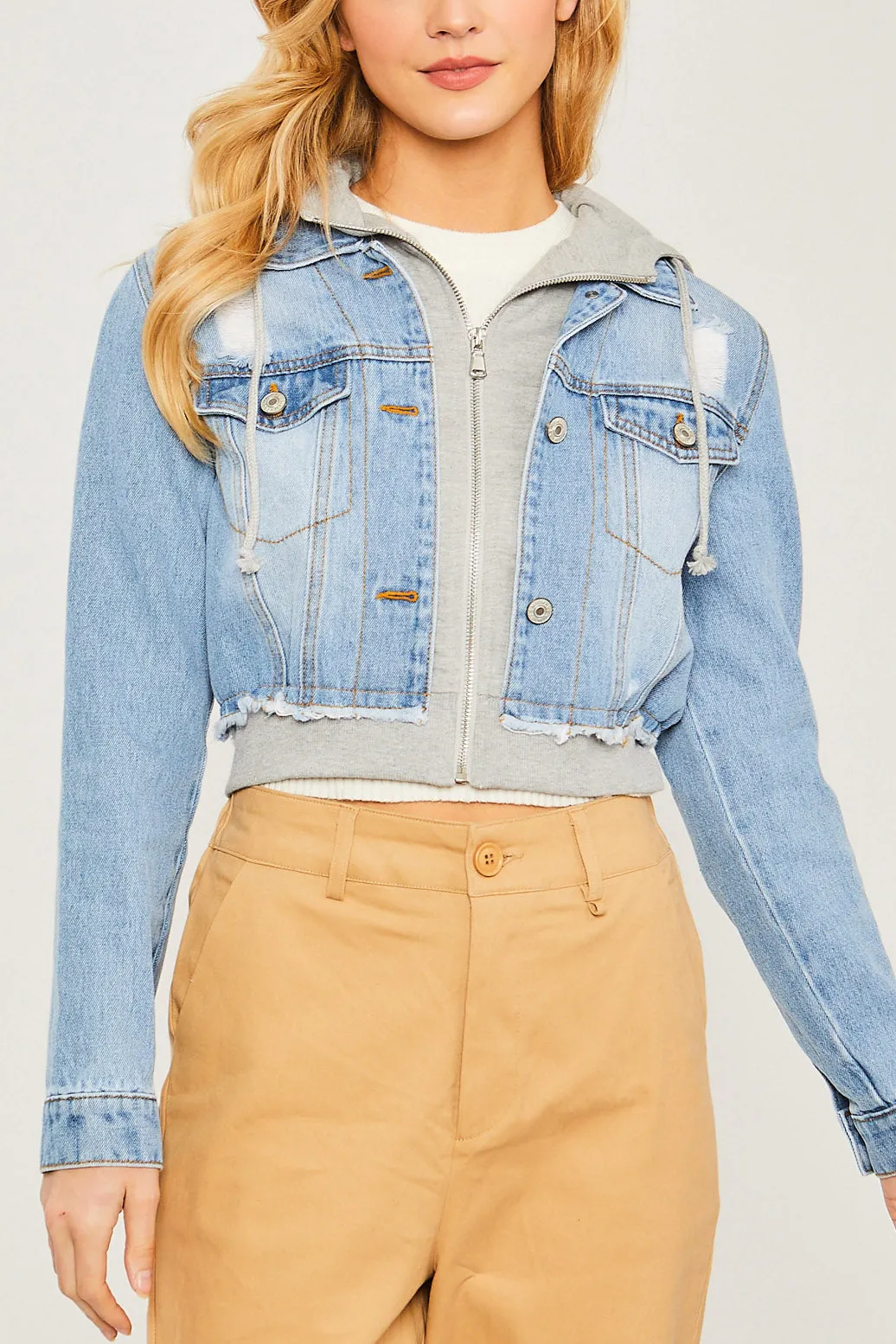 Cropped Layered Denim Jacket