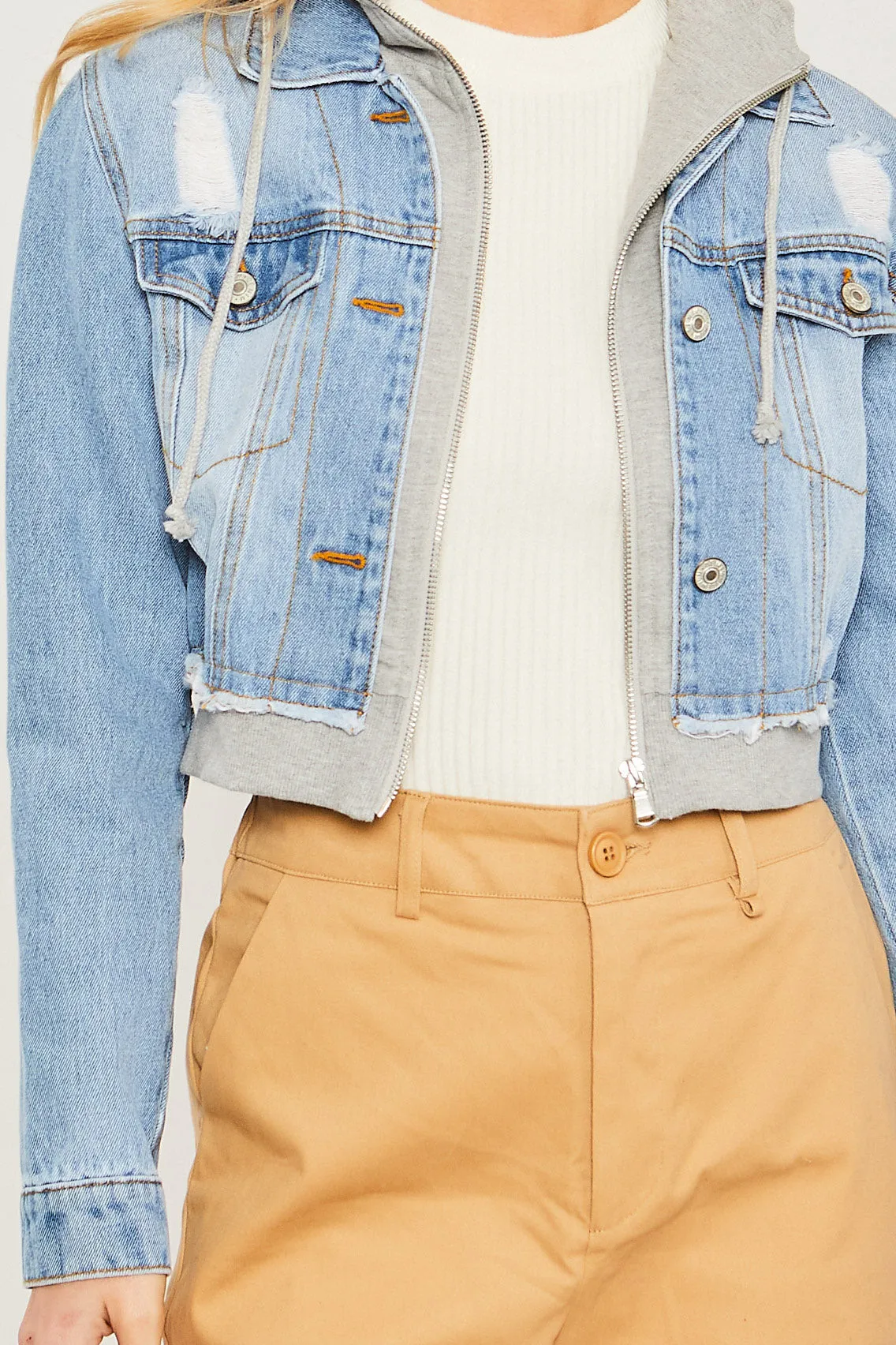 Cropped Layered Denim Jacket