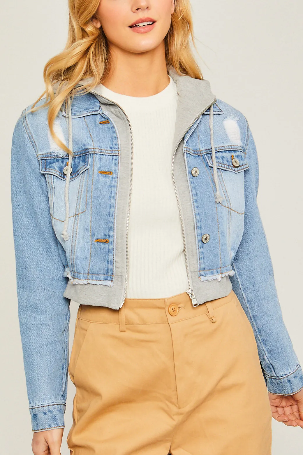 Cropped Layered Denim Jacket