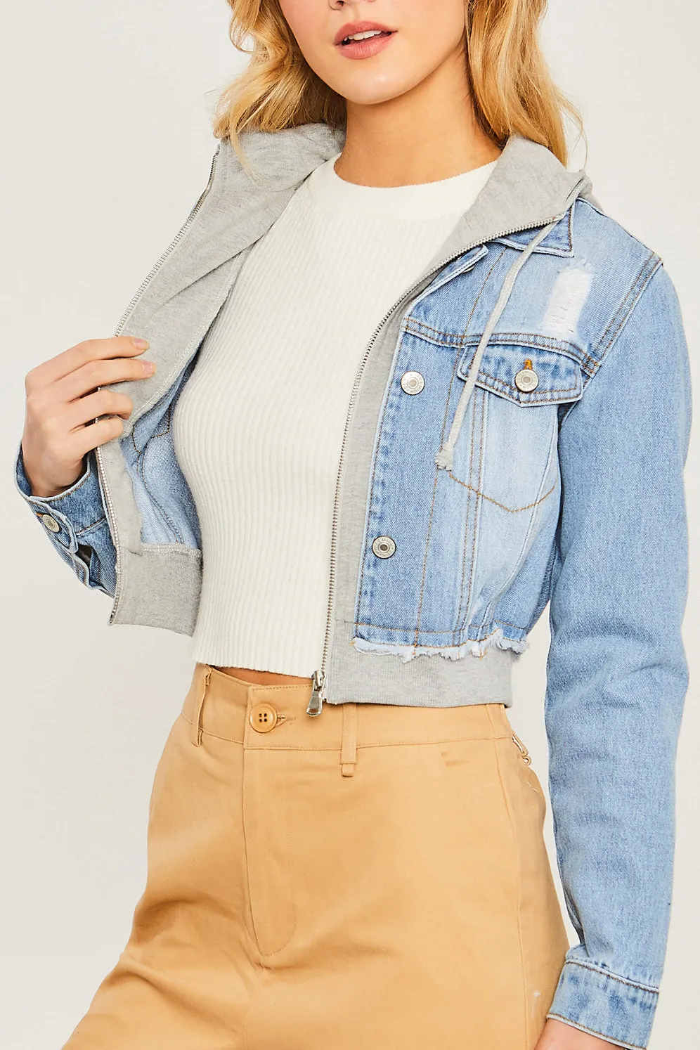 Cropped Layered Denim Jacket