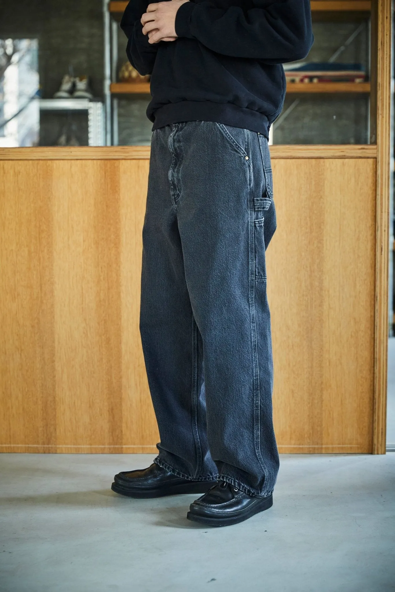 DAD'S FIT PAINTER PANTS BLACK DENIM STONE