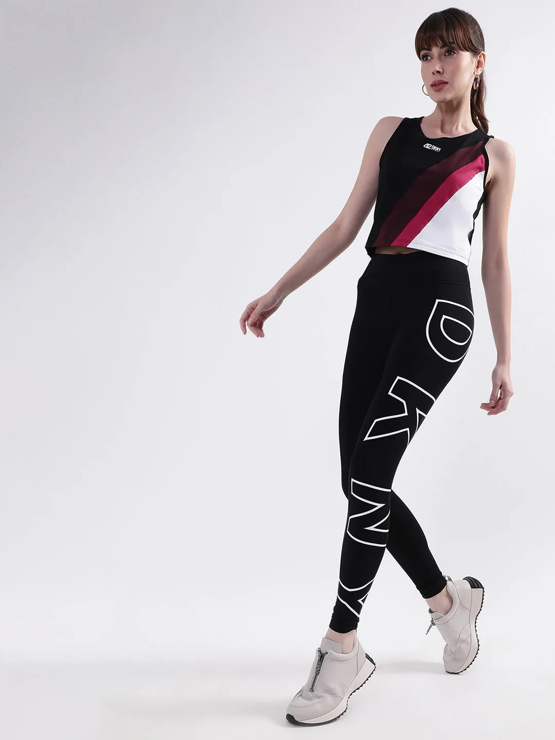 DKNY Women Black Self Design Regular Fit Leggings