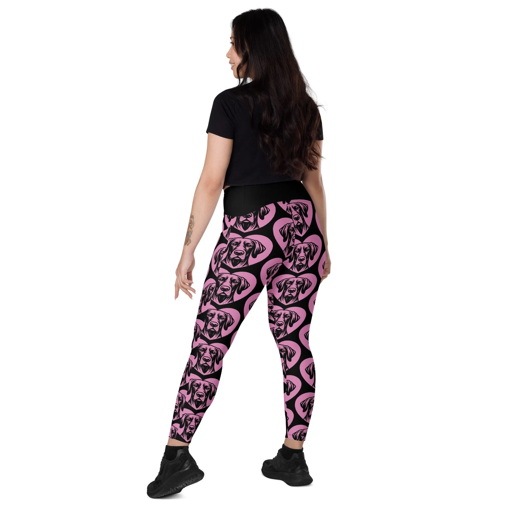 DOG BREED LEGGINGS with pockets - GERMAN POINTER SHORTHAIRED - HERTTAHOUND - pink