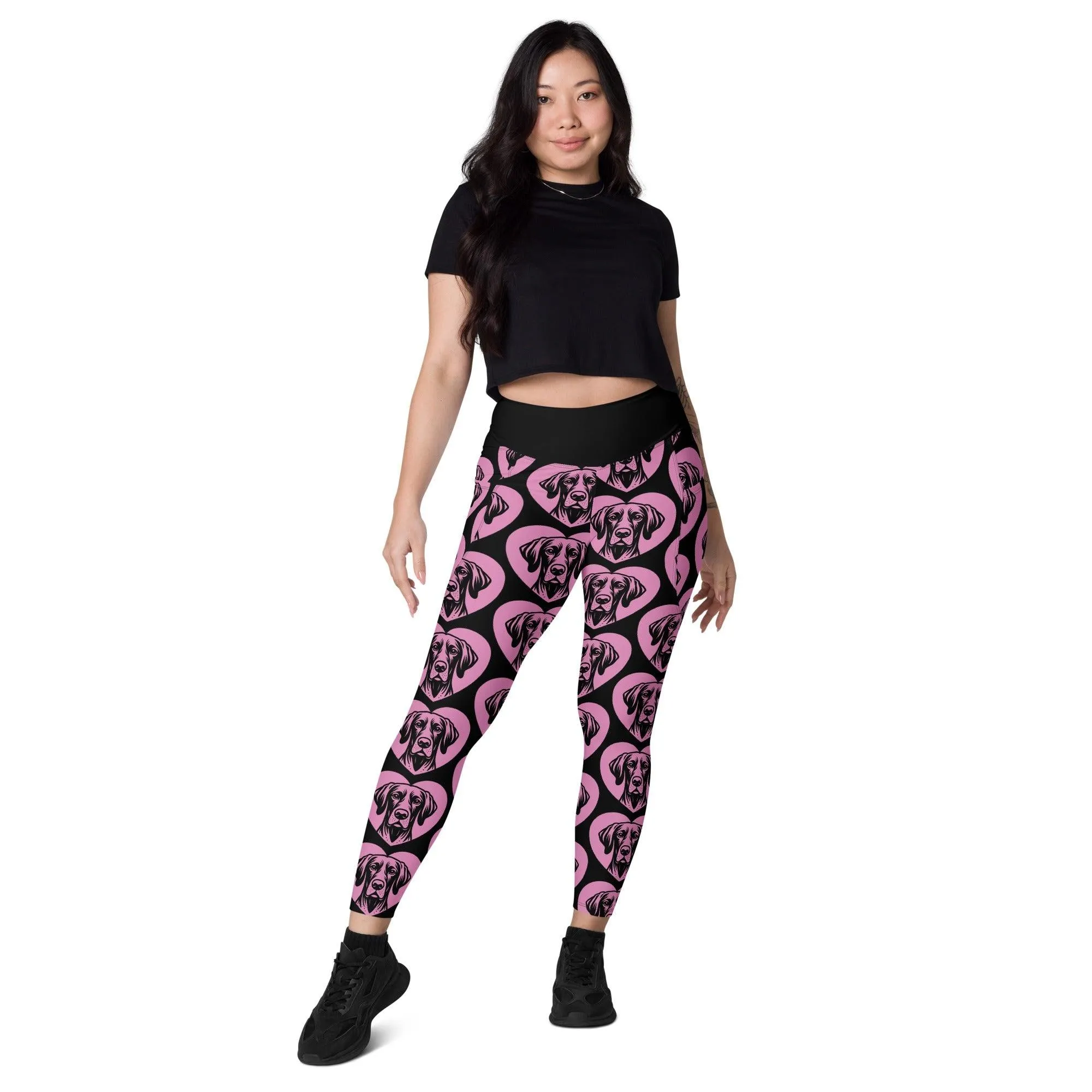 DOG BREED LEGGINGS with pockets - GERMAN POINTER SHORTHAIRED - HERTTAHOUND - pink