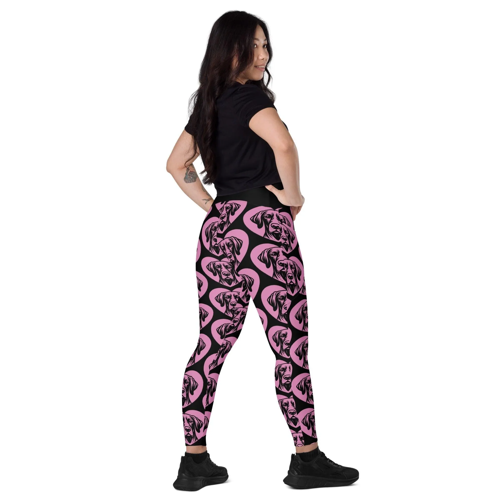 DOG BREED LEGGINGS with pockets - GERMAN POINTER SHORTHAIRED - HERTTAHOUND - pink