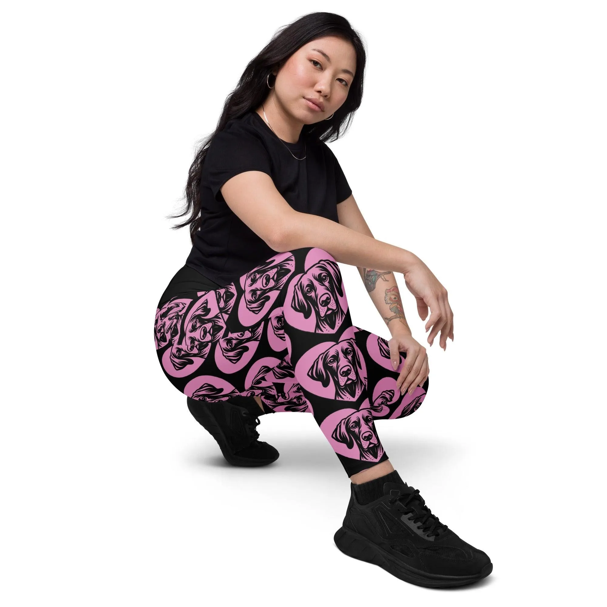DOG BREED LEGGINGS with pockets - GERMAN POINTER SHORTHAIRED - HERTTAHOUND - pink