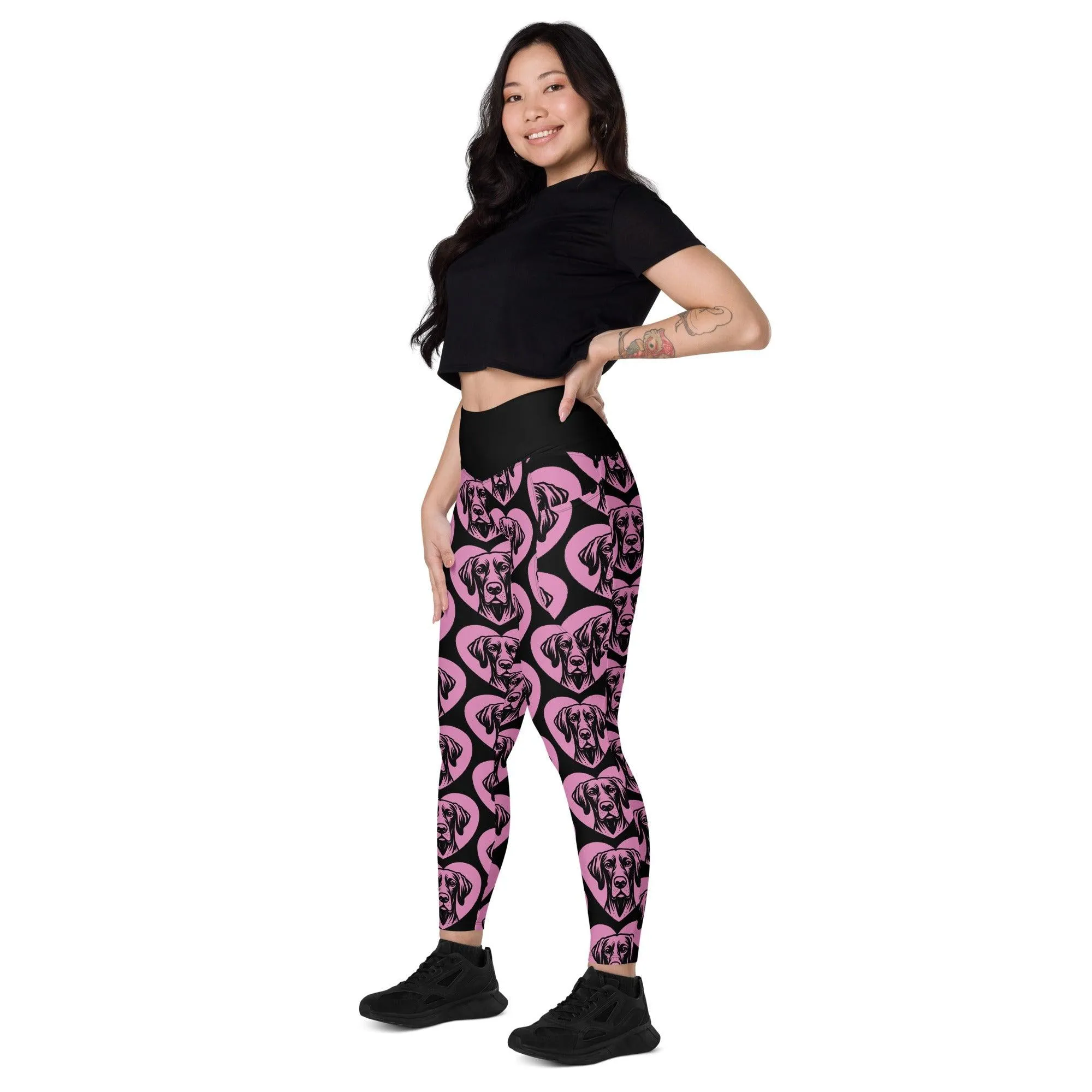 DOG BREED LEGGINGS with pockets - GERMAN POINTER SHORTHAIRED - HERTTAHOUND - pink