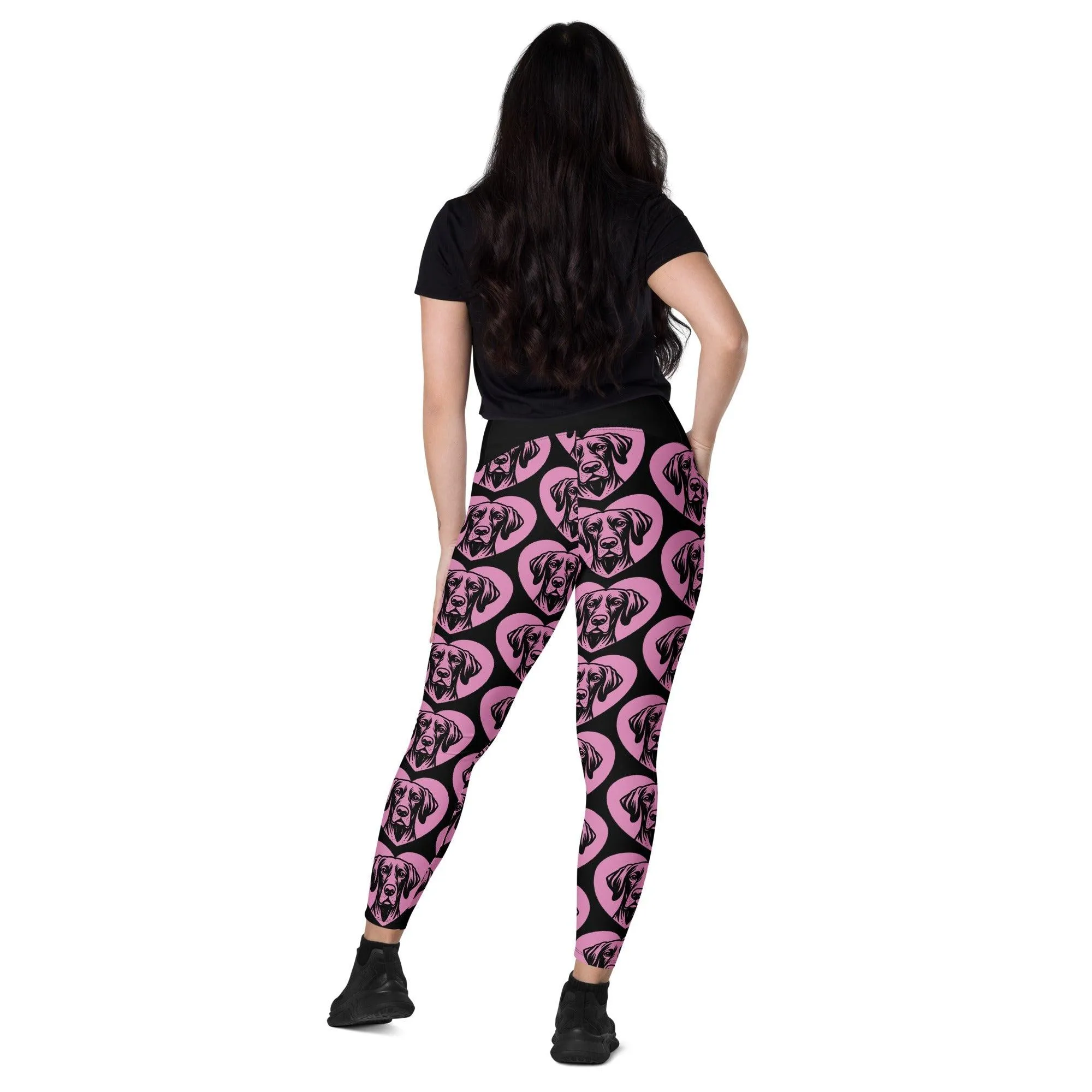 DOG BREED LEGGINGS with pockets - GERMAN POINTER SHORTHAIRED - HERTTAHOUND - pink