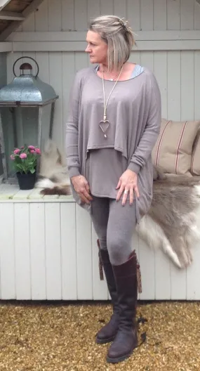 Double Pocket Layer Jumper in Mocha