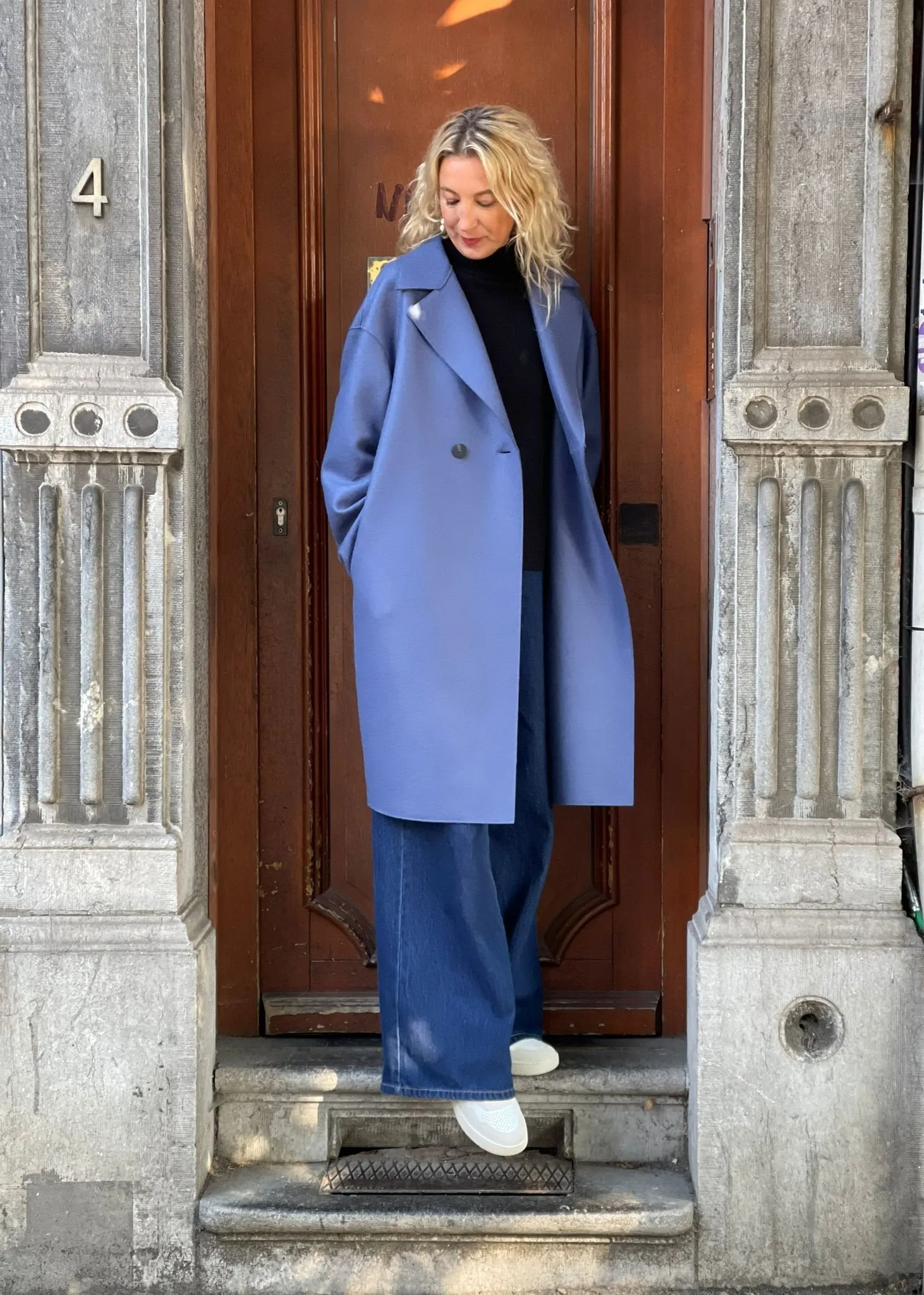 DROPPED SHOULDER COAT PRESSED WOOL | NEW DENIM