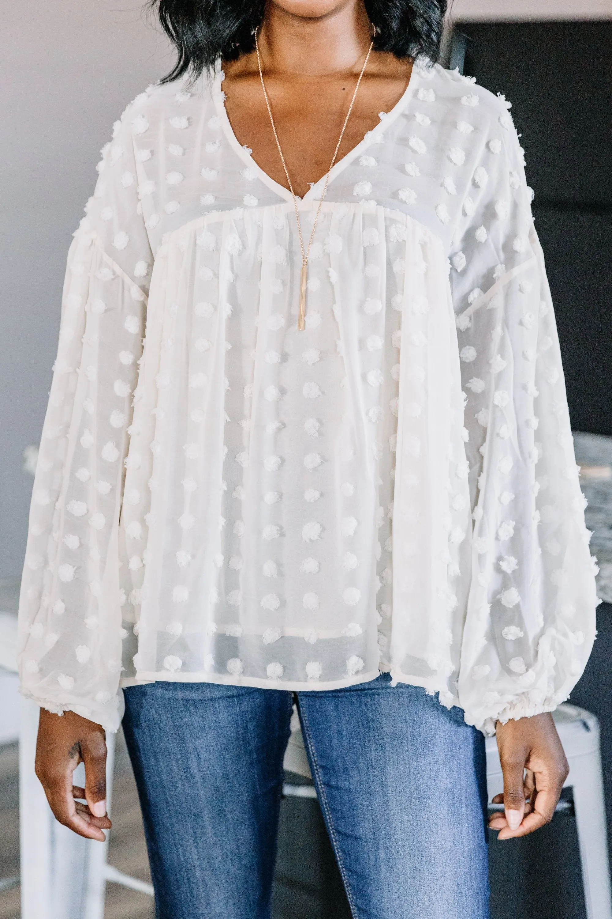 Eternal Beauty Natural White Swiss Dot Top