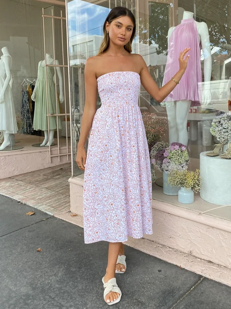 Faithfull the Brand Madella Midi Dress in Martine Floral Orange