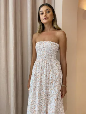 Faithfull the Brand Madella Midi Dress in Martine Floral Orange