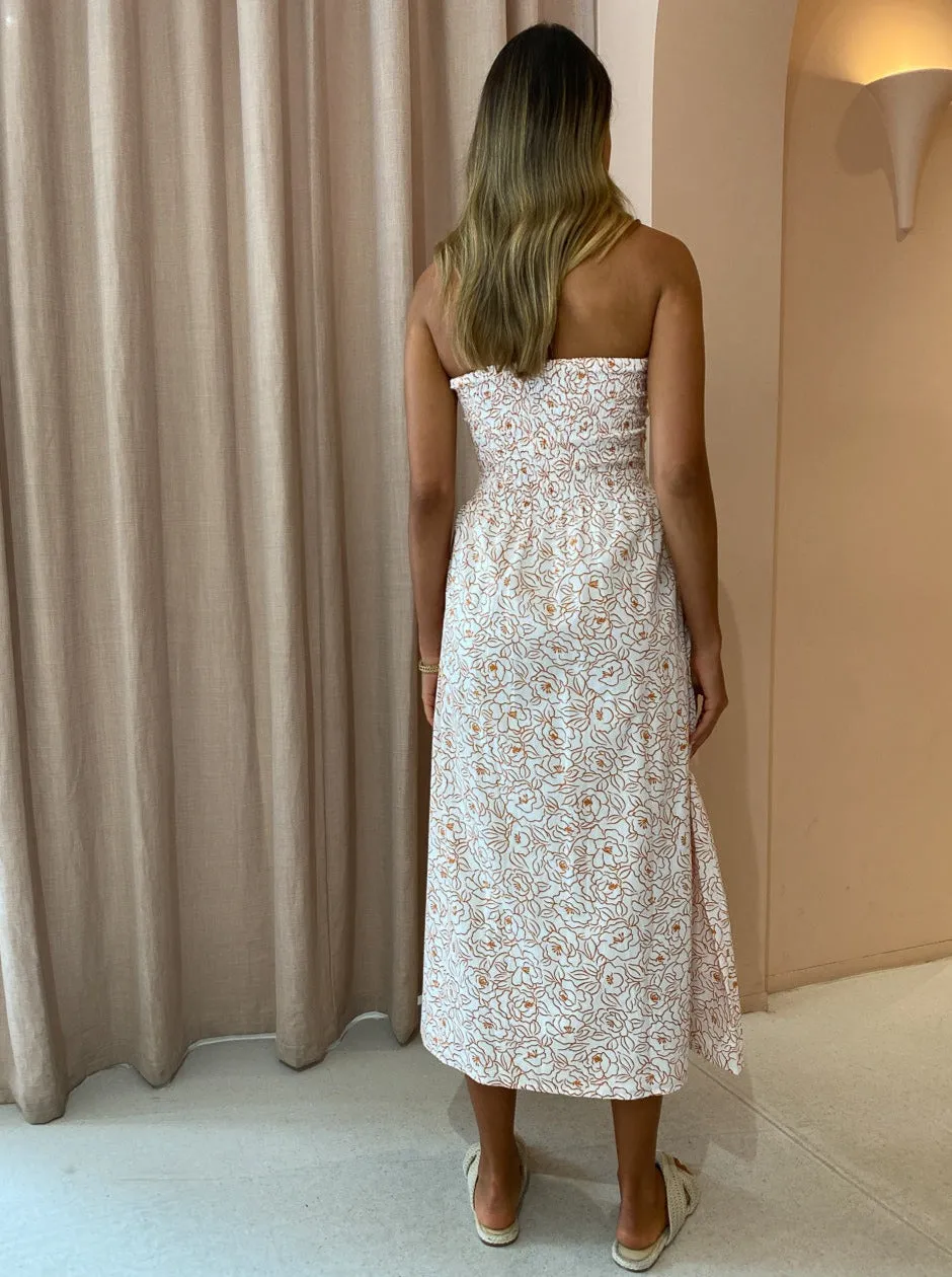 Faithfull the Brand Madella Midi Dress in Martine Floral Orange