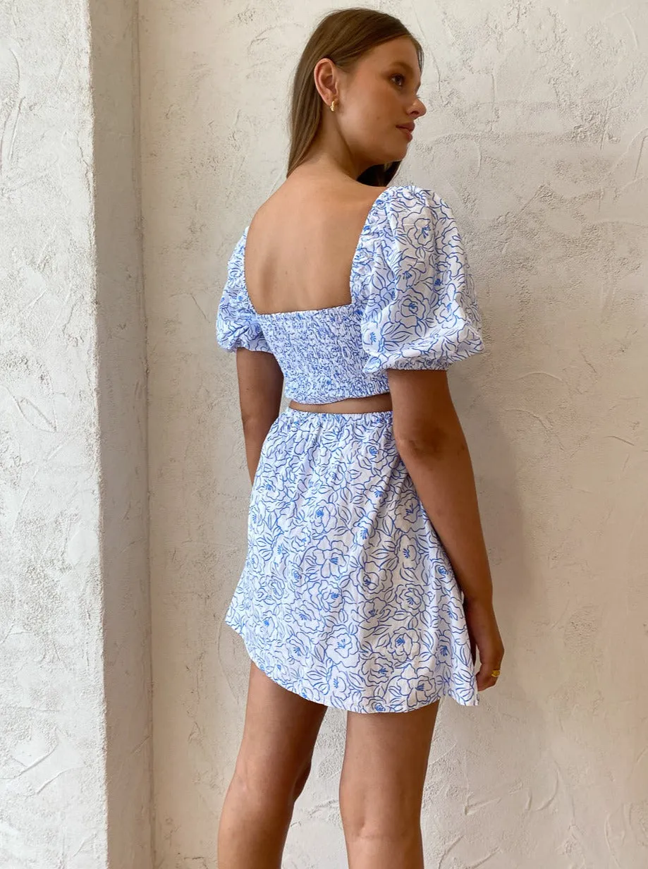 Faithfull the Brand Vendita Mini Dress in Martine Floral Blue
