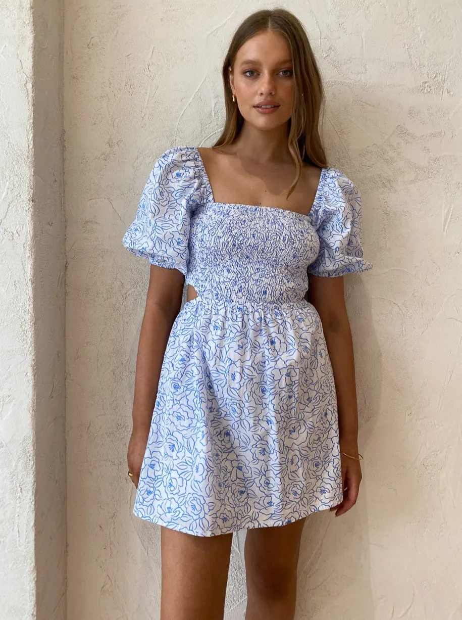 Faithfull the Brand Vendita Mini Dress in Martine Floral Blue