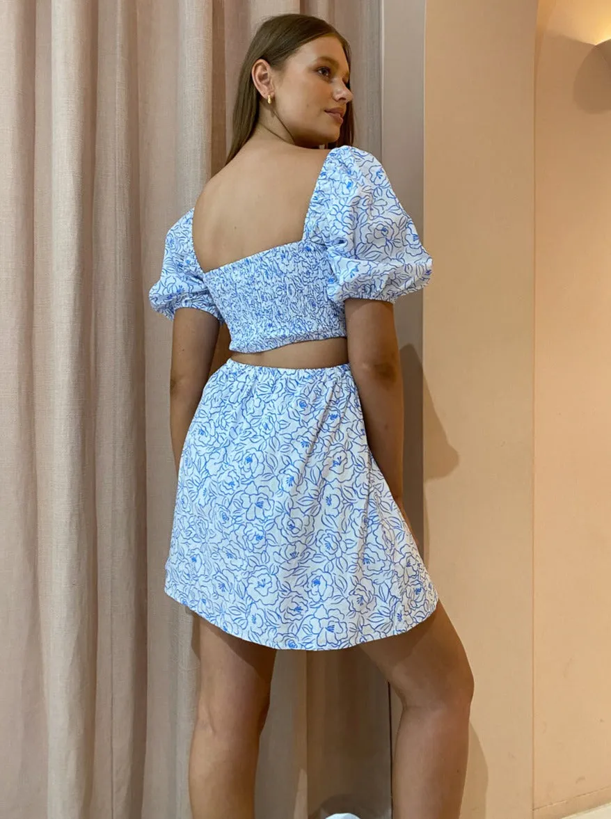 Faithfull the Brand Vendita Mini Dress in Martine Floral Blue