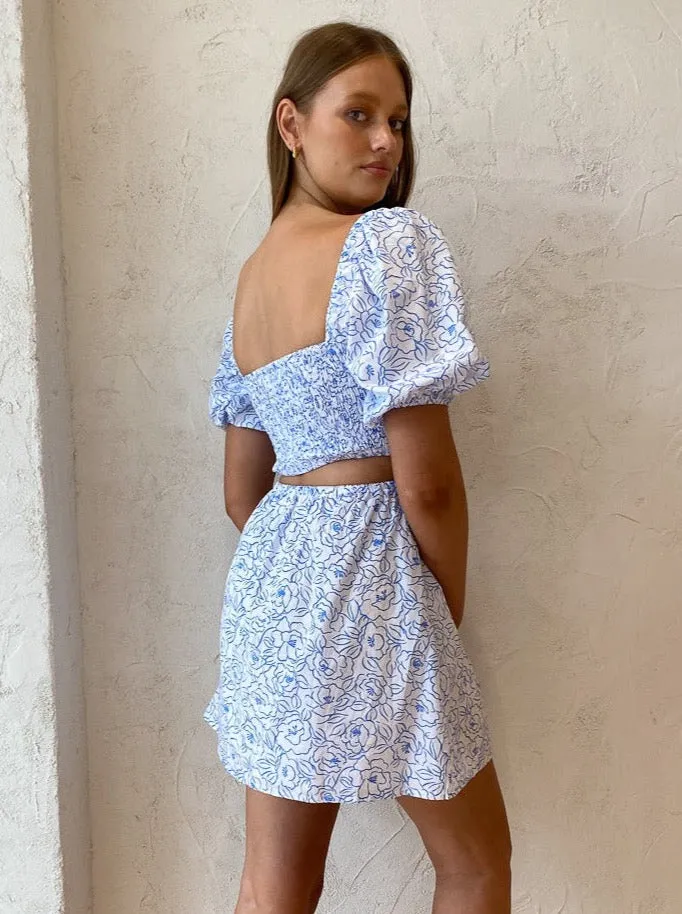 Faithfull the Brand Vendita Mini Dress in Martine Floral Blue