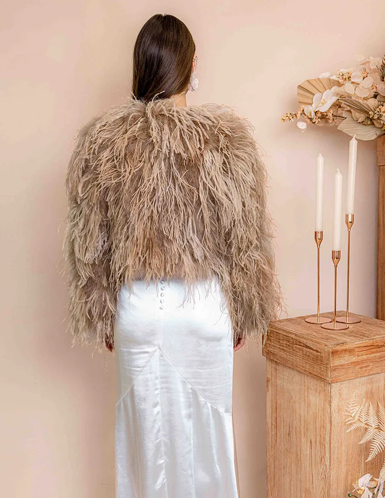 Featherly - Feather Jacket in Toffee