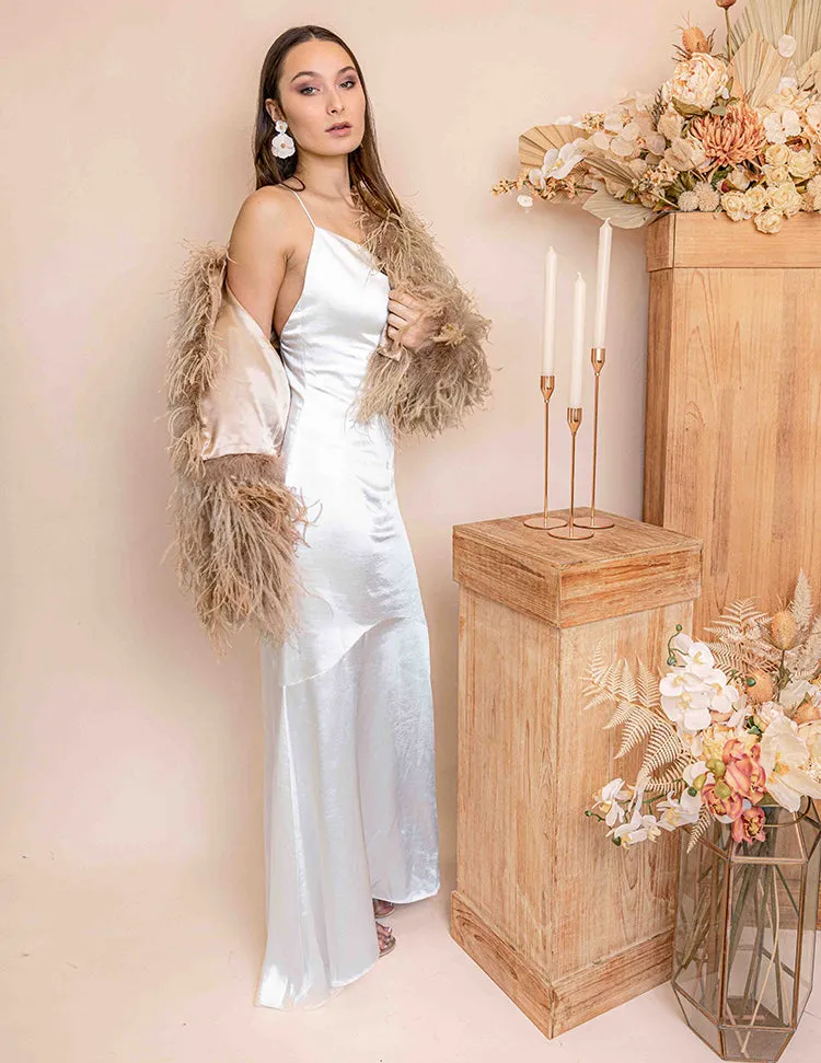 Featherly - Feather Jacket in Toffee