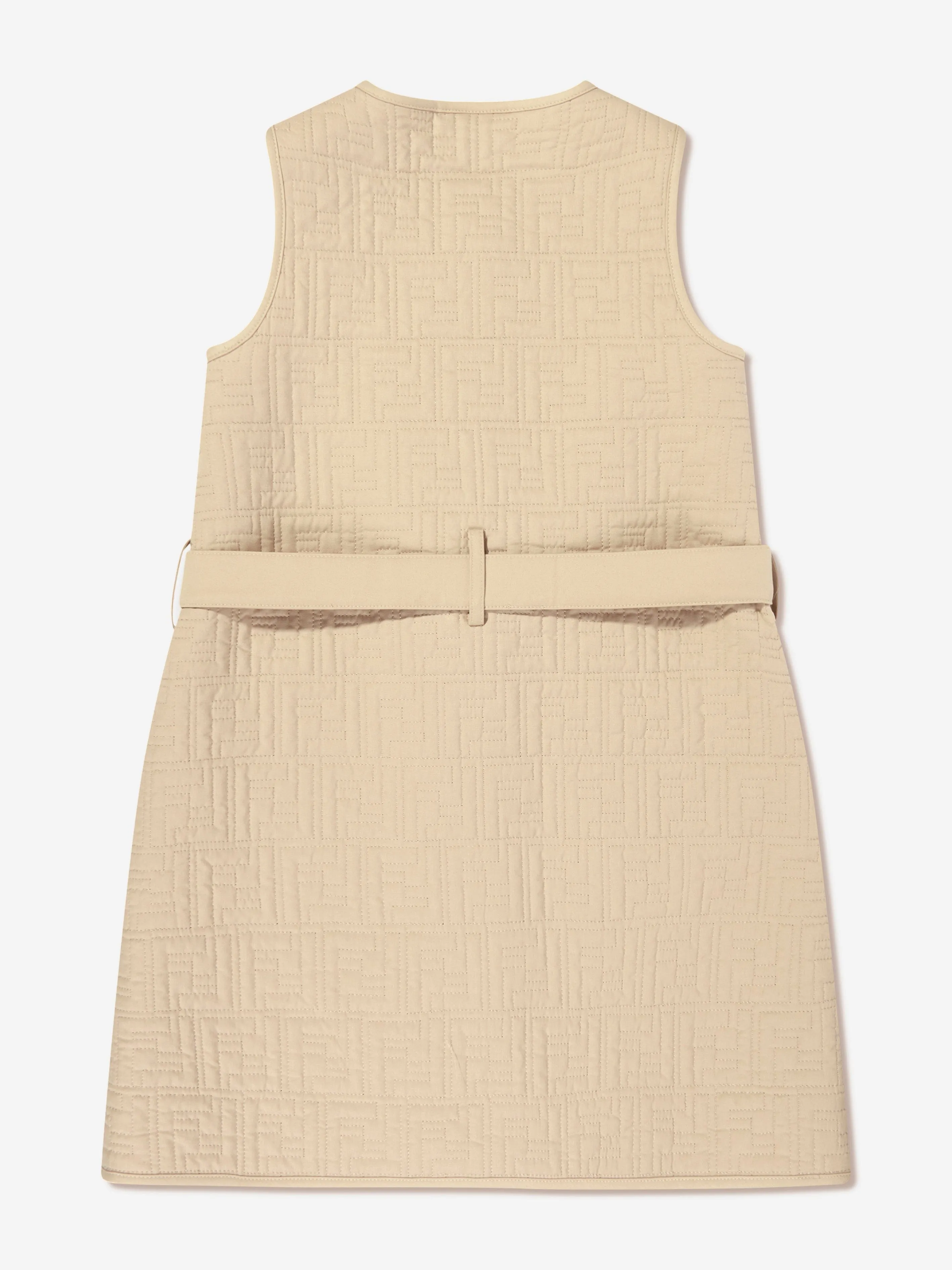 Fendi Girls FF Quilted Dress in Beige