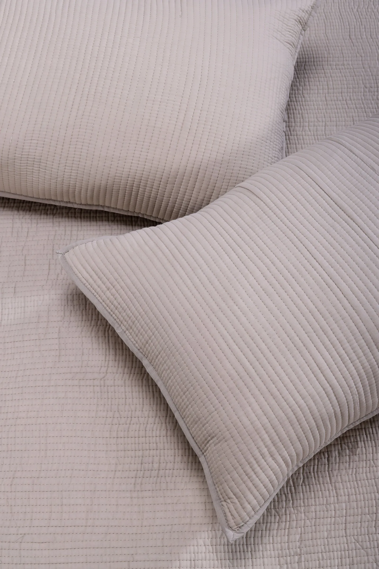 Fine Cotton Quilted Grey Bedcover
