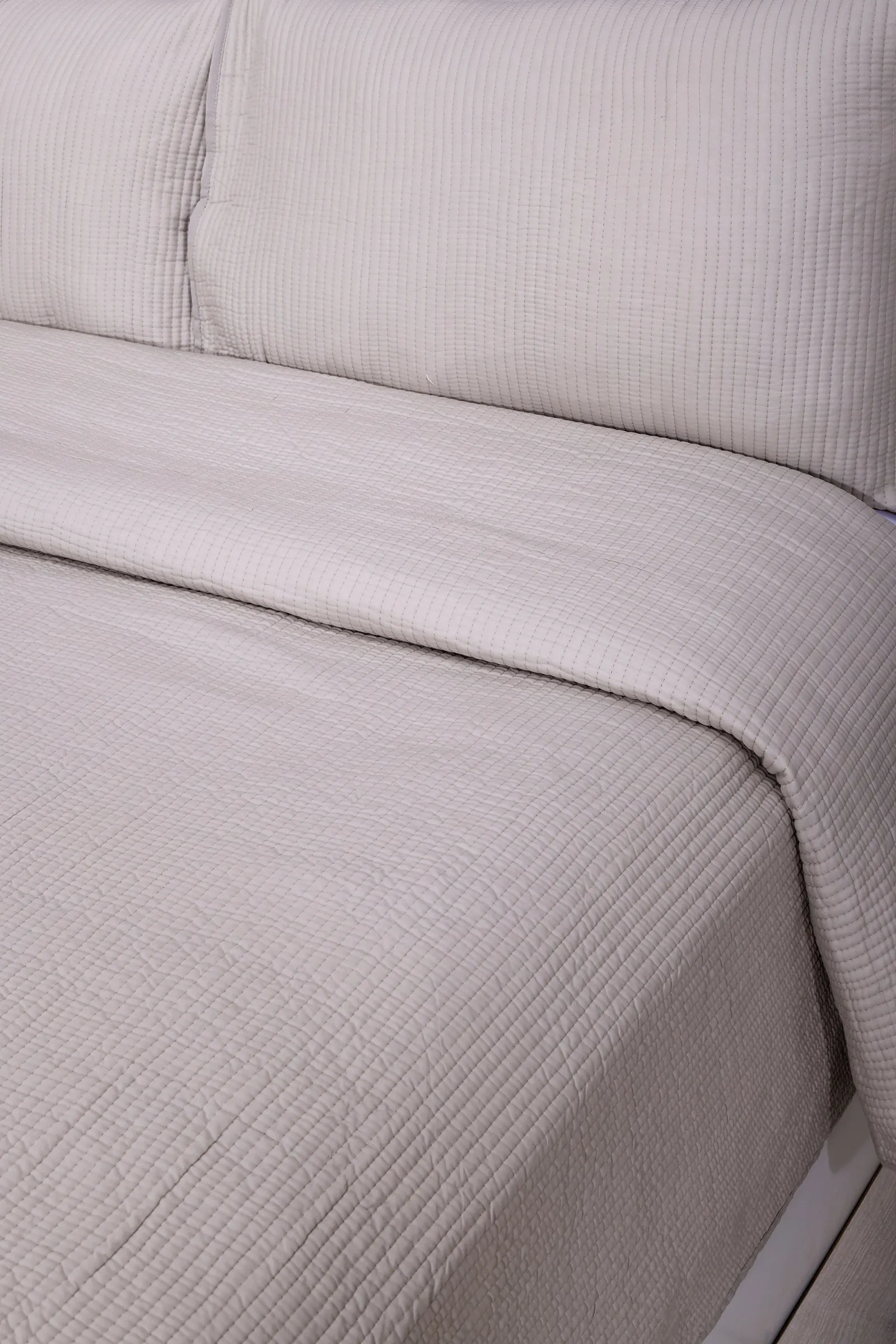 Fine Cotton Quilted Grey Bedcover