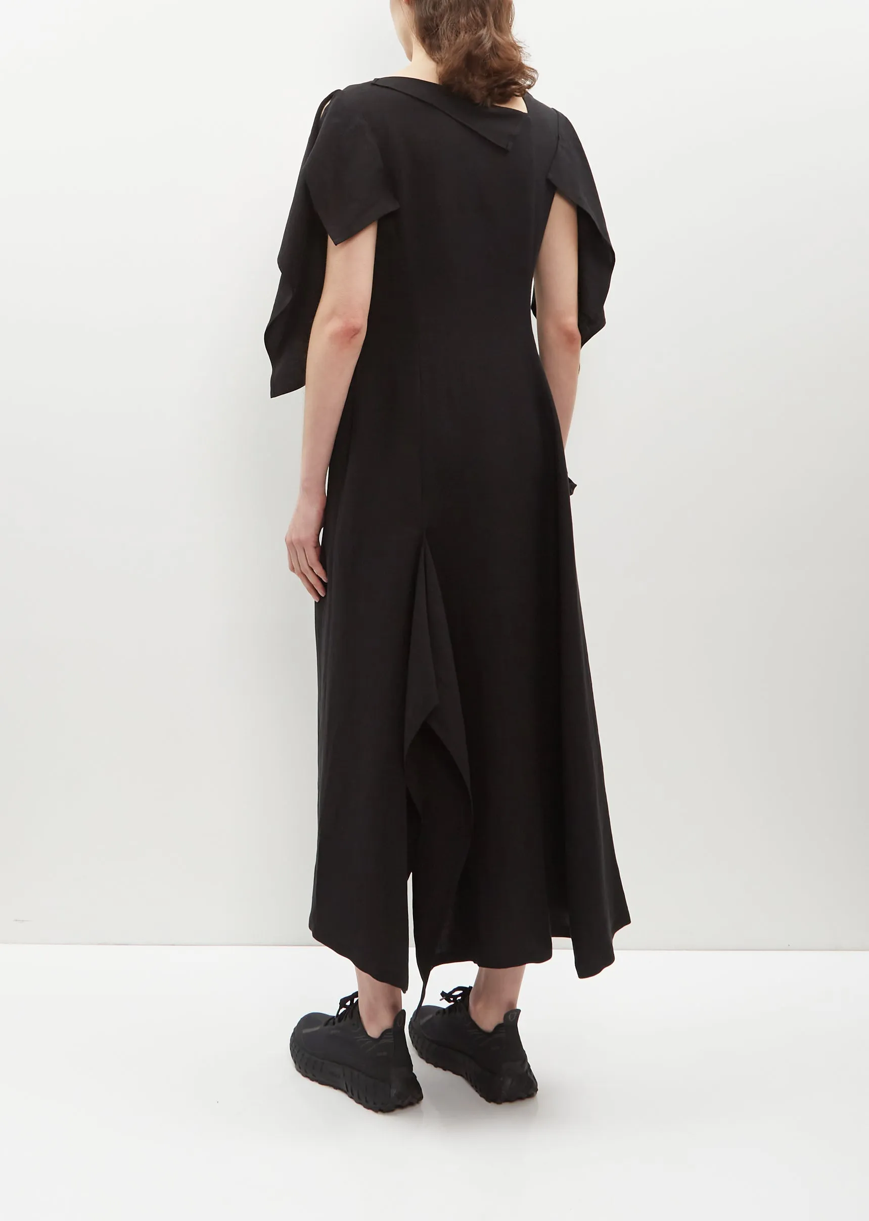 Flap Sleeve Cupro-Flax Dress