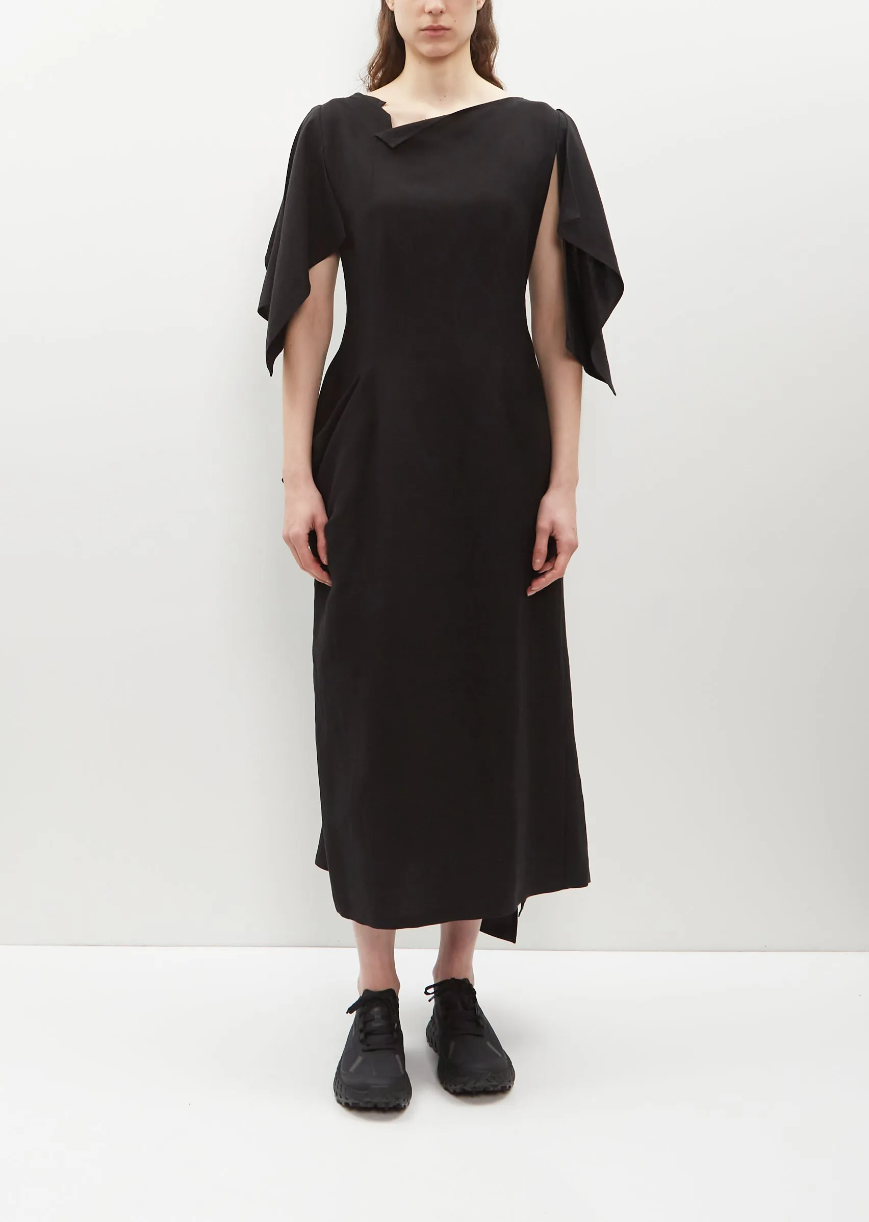 Flap Sleeve Cupro-Flax Dress