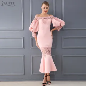 Flare Sleeve Lace Hollow Out Off-Shoulder Dress