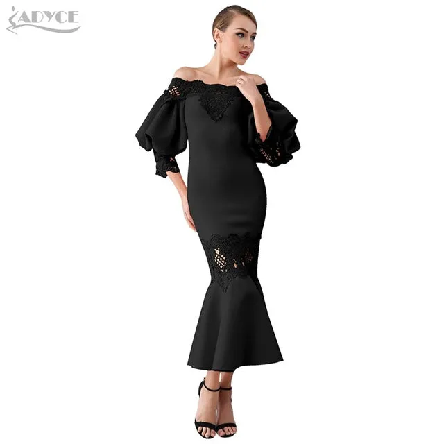Flare Sleeve Lace Hollow Out Off-Shoulder Dress