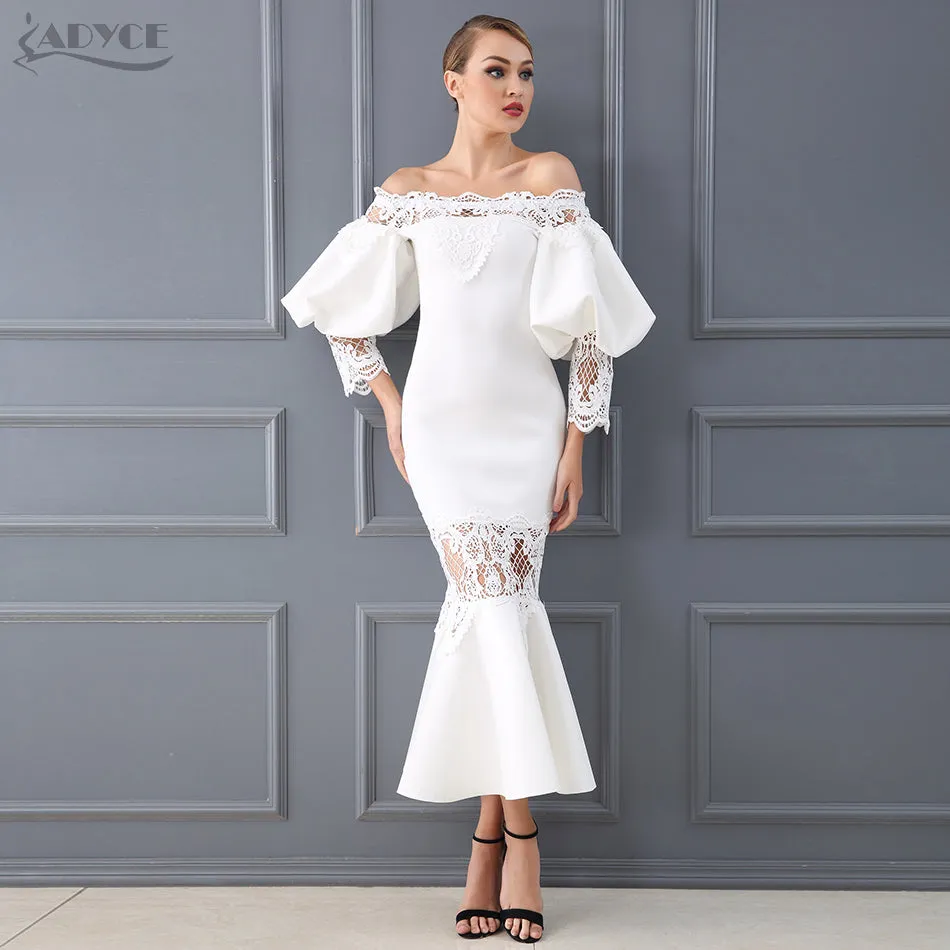 Flare Sleeve Lace Hollow Out Off-Shoulder Dress