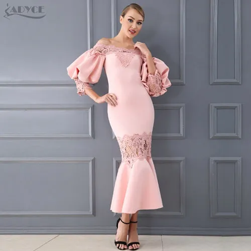 Flare Sleeve Lace Hollow Out Off-Shoulder Dress