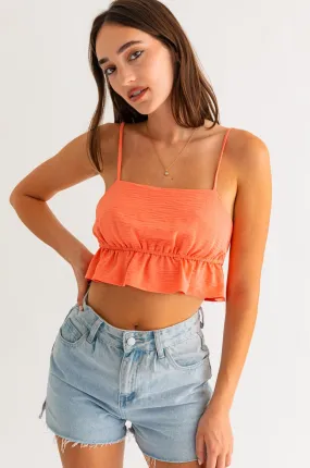 Flex Orange Cropped Babydoll Top