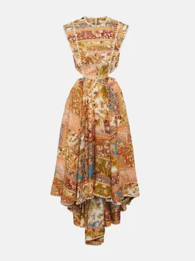 Floral cut-out midi dress