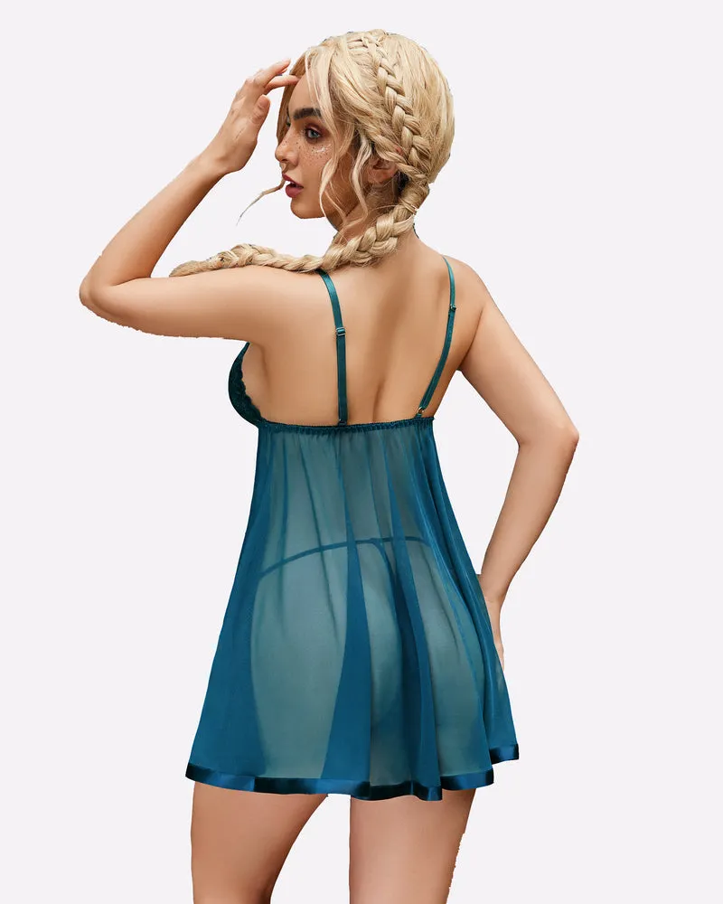 Floral Lace Babydoll Mesh Lingeries