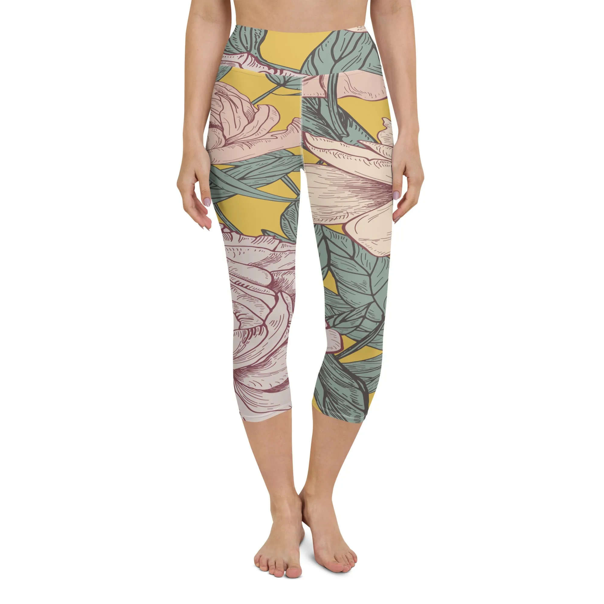 Flower Blossom Yoga Capri Leggings | Fitness Capri Leggings, lioness-love.com