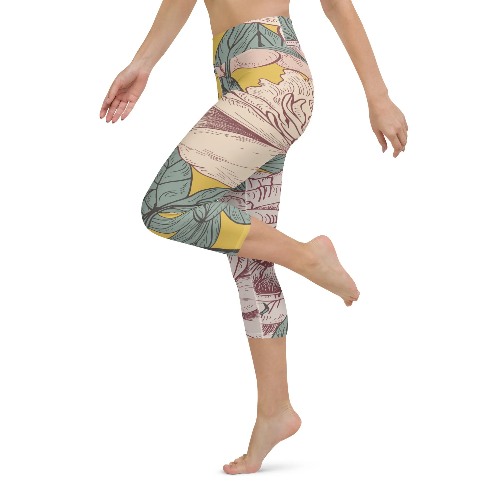 Flower Blossom Yoga Capri Leggings | Fitness Capri Leggings, lioness-love.com
