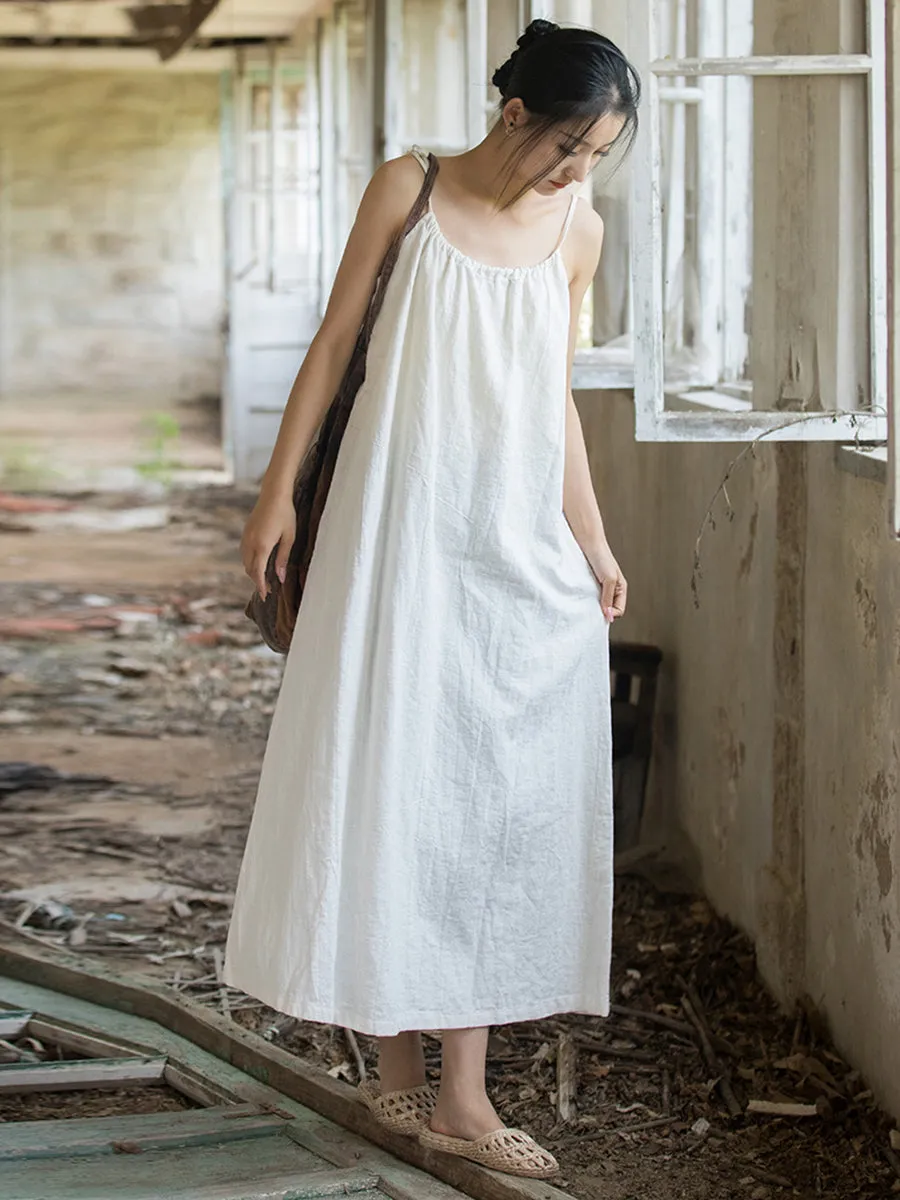 FLYTONN- Plus Size Women Summer Vintage Solid Loose Vest Dress II1058