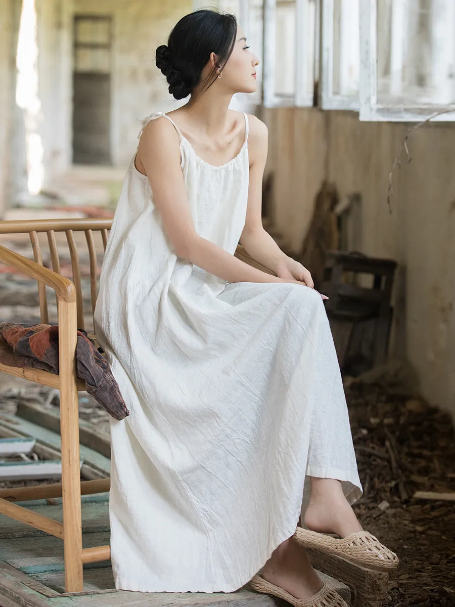 FLYTONN- Plus Size Women Summer Vintage Solid Loose Vest Dress II1058