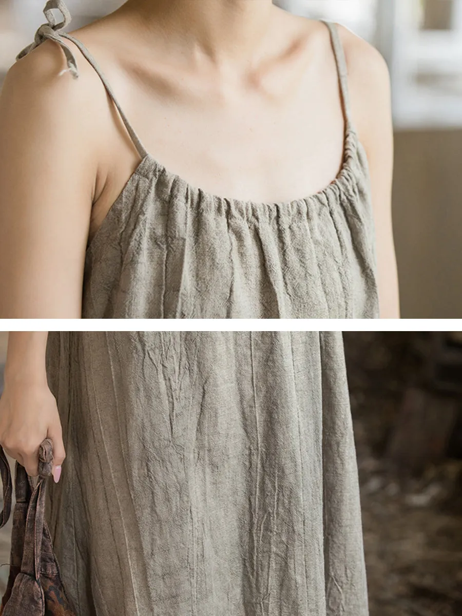 FLYTONN- Plus Size Women Summer Vintage Solid Loose Vest Dress II1058