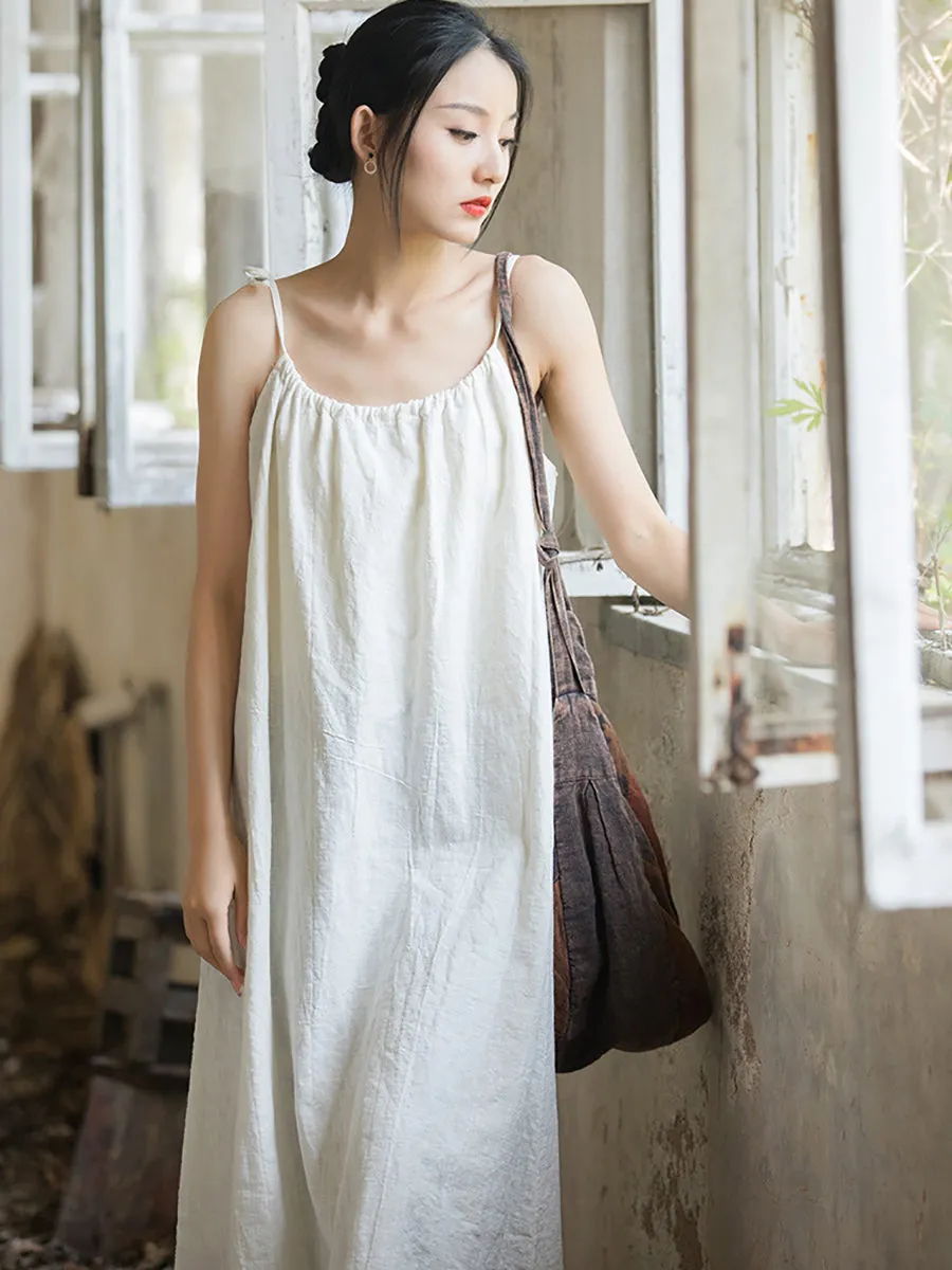 FLYTONN- Plus Size Women Summer Vintage Solid Loose Vest Dress II1058