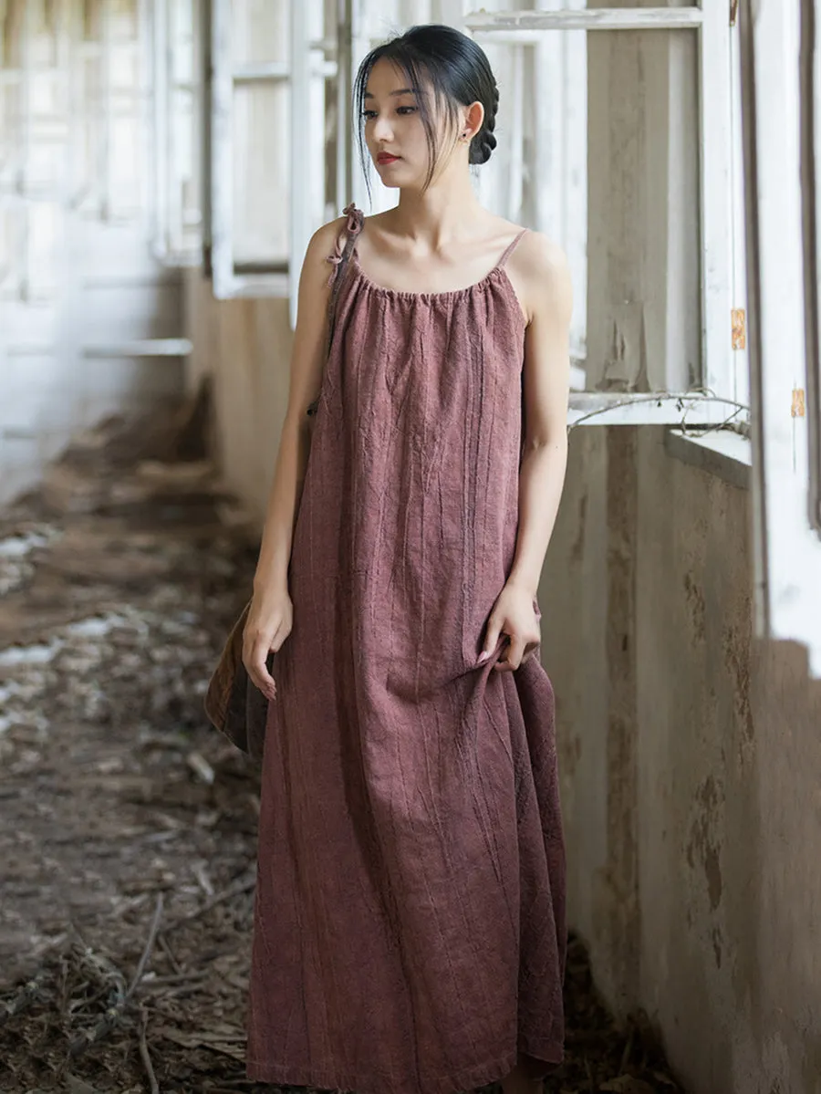 FLYTONN- Plus Size Women Summer Vintage Solid Loose Vest Dress II1058