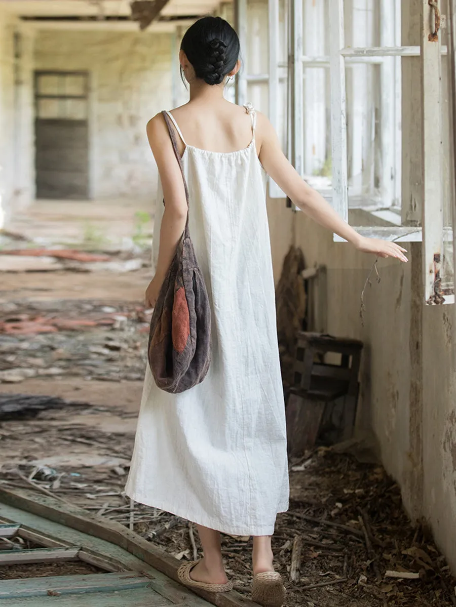 FLYTONN- Plus Size Women Summer Vintage Solid Loose Vest Dress II1058