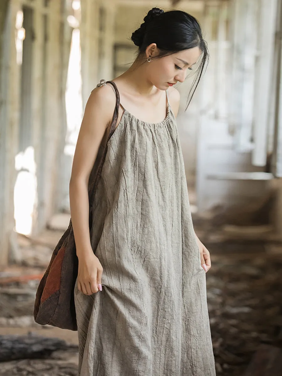 FLYTONN- Plus Size Women Summer Vintage Solid Loose Vest Dress II1058