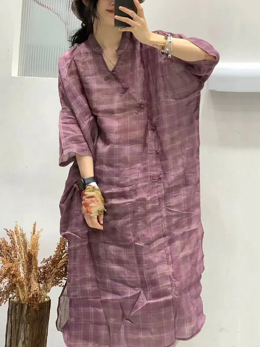 FLYTONN- Women Summer Artsy Flower Spliced Ramie Robe Dress IO1024