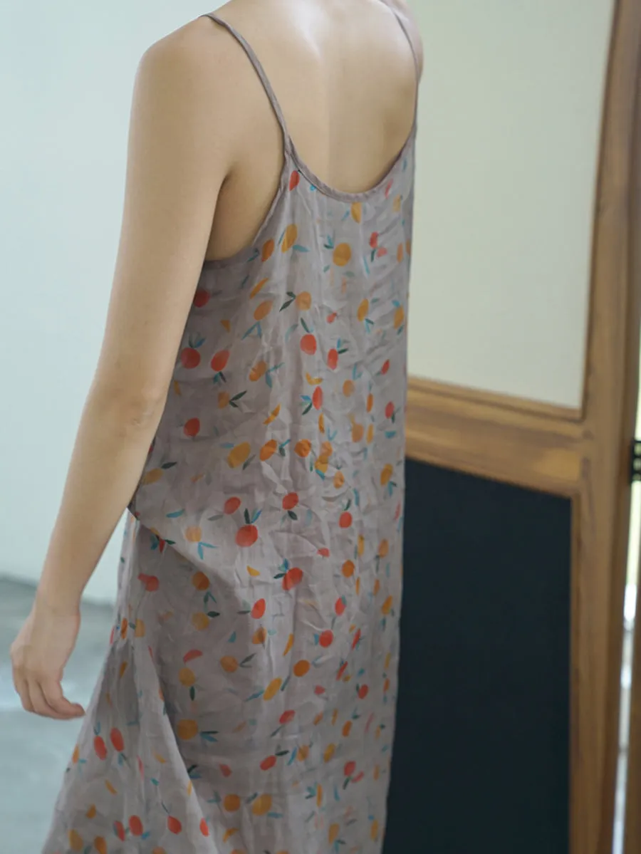 FLYTONN- Women Summer Vintage Floral Thin Ramie Vest Dress II1011
