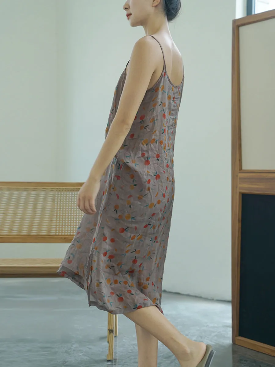 FLYTONN- Women Summer Vintage Floral Thin Ramie Vest Dress II1011
