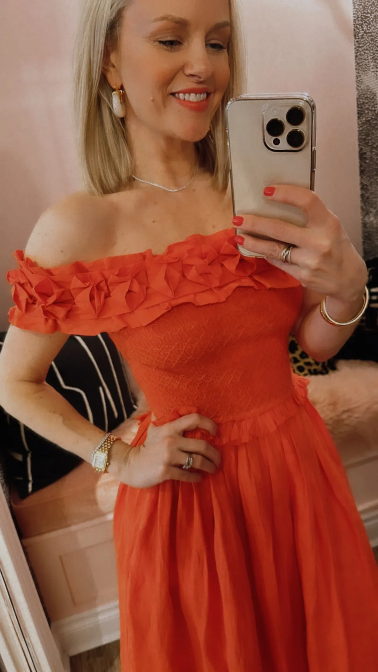 'Frida' Off The Shoulder Smocked Dress